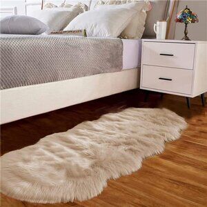 Beige Rug Runners 2x6 Fluffy Shag Rug Runner Rug Faux Sheepskin Fur Rug Machine